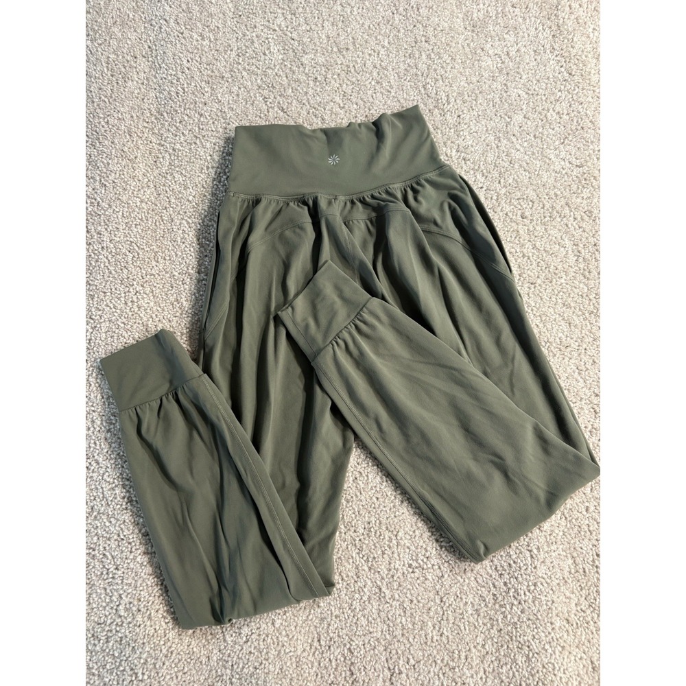 Athleta Salutation Jogger Womens XXS Green Yoga High Rise Powervita Pants